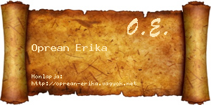 Oprean Erika névjegykártya